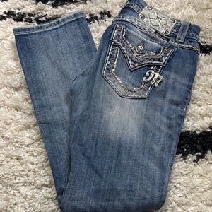 Miss Me Blue Boot Cut Jeans with Silver Accents